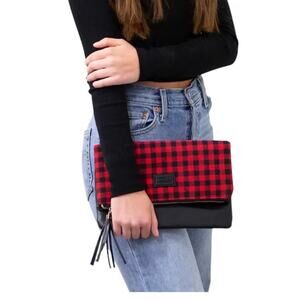 Funky Monkey NWOT Fold Over Soft Plaid Clutch